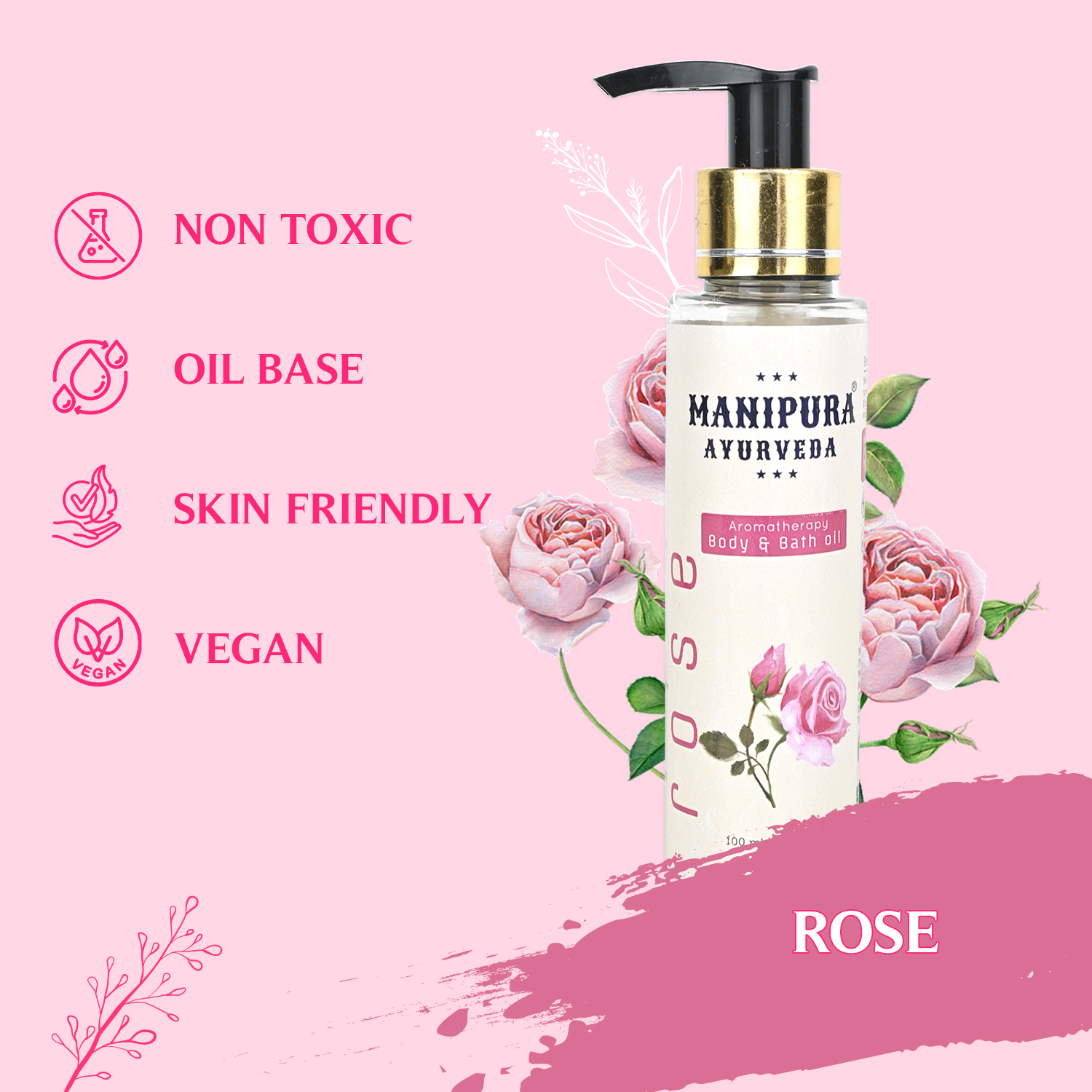 Aromatherapy Body & Bath Oil – Rose